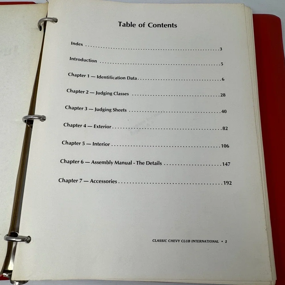 Vintage Classic Chevy Club Manuel Restoration & Judging Guidelines Book 1950s